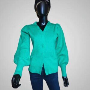 NWOT Valanio Mint Green V-Neck Long Sleeve Sweater (S)